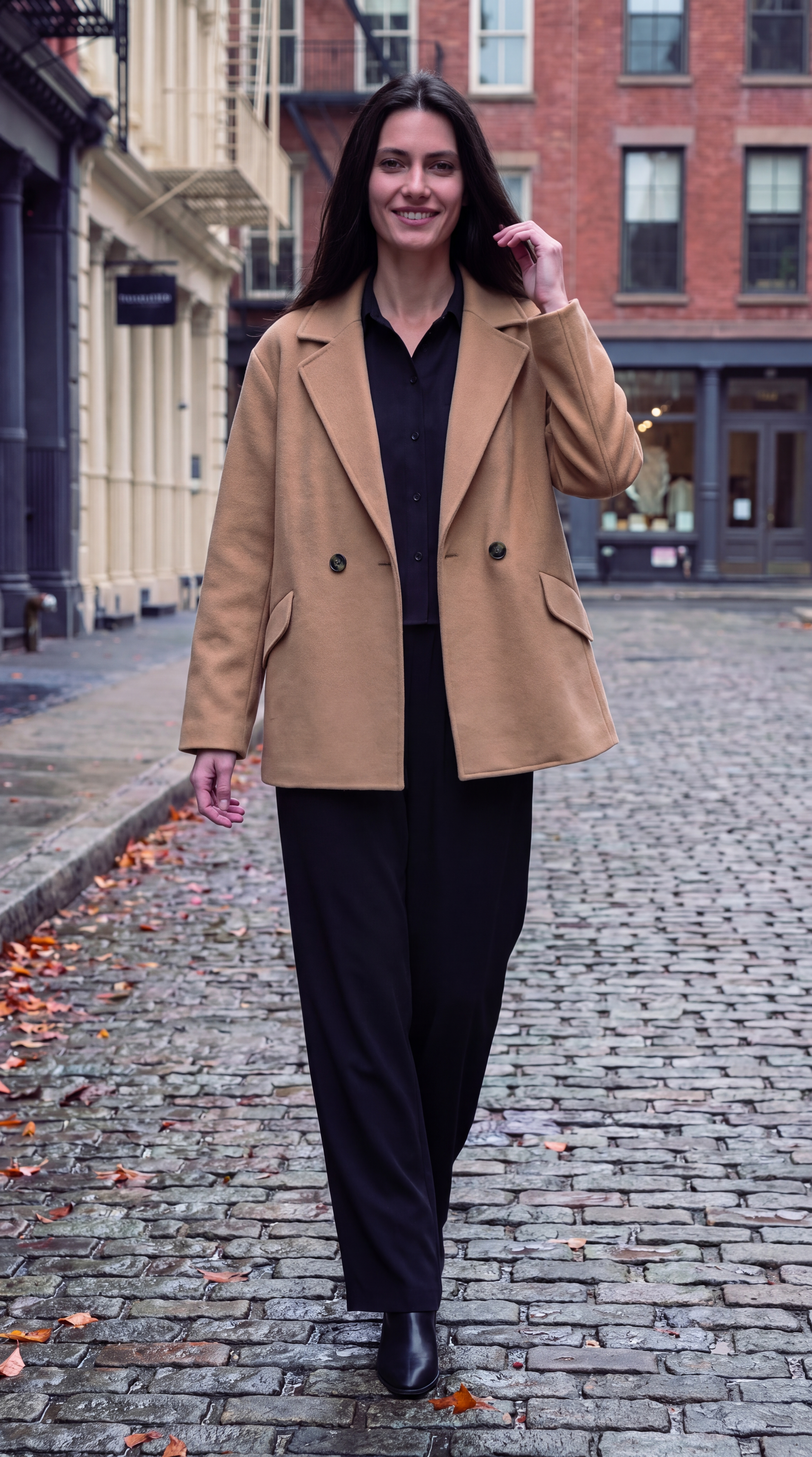 Dámsky prechodný kabát BROADWAY NYC FASHION - DARK CAMEL 3